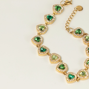 Pulsera de Cristal con Corte de Corazón, Chapada en Oro de 18K, Cadena de Eslabones para Mujer, Joyería Romántica, Regalo - Product Image 2