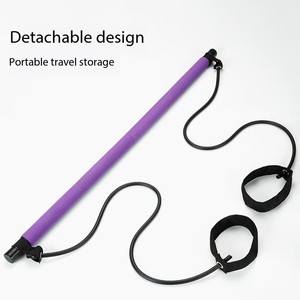 عصا تمارين يوغا وبيلاتس قابلة للتعديل من قسمين مع شريط مقاومة مرن للتمارين الرياضية - Product Image 5