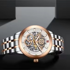NAVIFORCE 1002 Stainless Steel Waterproof <b>Watch</b> Men's <b>Mechanical</b> <b>Watch</b> Gold Bracelet Transparent <b>Mechanical</b> Movement Men's - Product Image 6
