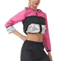 Setelan Sauna Berkualitas Tinggi untuk Wanita, Berbahan Tebal, Hoodie yang Dapat Disesuaikan, Lengan Panjang, untuk Fitness dan Membentuk Tubuh