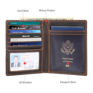 Cartera para Pasaporte de Cuero, Portadocumentos con Bloqueo RFID, Múltiples Ranuras para Tarjetas, Compatible con AirTag, Color Marrón Oscuro, Primavera 2024 - Product Image 4