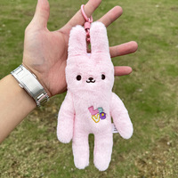 Gantungan Kunci Boneka Kelinci Bunga Pir Kejutan Kawaii Bahan Poliester 20x10cm Desain Khusus untuk Usia 14 Tahun ke Atas