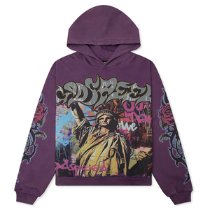 Sudadera con Capucha para Hombre, Personalizada OEM, con Impresión en Toda la Superficie, Lavado Profundo, Tratamiento Desgastado, Impresión de Pedrería y Bordado - Product Image 1