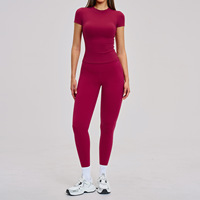 Nude Feeling Tight Yoga Clothing Fitness Short Sleeve Suit Sports de plein air Taille haute Hip Lifting Running Yoga Pants