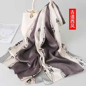 Lusso personalizzato digitale stampato signore grande sciarpa di seta scialle stile lungo con Design semplice dal fornitore della Cina
