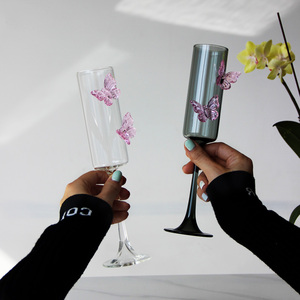 Borosilicato Heat Bonding High-Heel Glass High-Value Wine Cocktail Butterfly para Champagne Glass Drinkware - Product Image 6