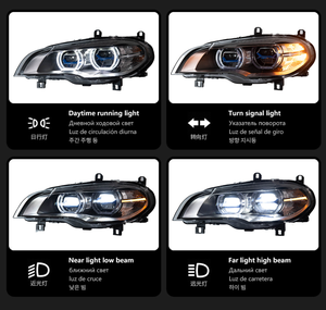 X5 E70 2008-2013 Front LED Headlights DRL 12V 6000K New 36W 6000 Lumens D2H Bulb Shape Retrofit Upgrade Universal Fitment Auto - Product Image 4