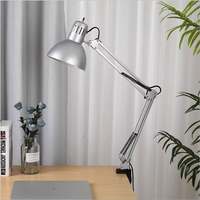 Lampe de bureau moderne pour hôtel, multifonctionnelle, rechargeable, à commande tactile, noire, LED RGB, avec clip de lampe en métal AC E27