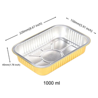 Vente en gros usine : Barquette alimentaire en aluminium de 1000 ml, écologique, de qualité alimentaire, certifiée FDA, stérilisable en autoclave, pour la préparation de repas en usine