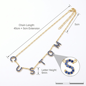 Collana Personalizzata Lateefah con Nome, Ciondolo <span class=keywords><strong>a</strong></span> <span class=keywords><strong>Lettera</strong></span> con Zirconi Colorati, Gioiello Impermeabile e Antiossidante con Pietra Portafortuna - Product Image 3