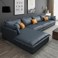 Sofasets d'angle en forme de l en cuir nordique bleu ensemble de canapés de salon modernes meubles de salon