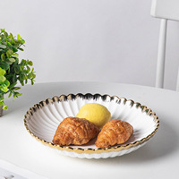 Keramische Europese stijl gouden rand dinerbord restaurant westerse stijl steak fruitsalade bord buffet servies serveerschalen