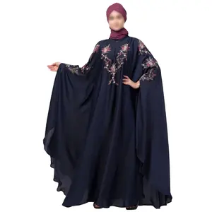 थोक सुरुचिपूर्ण कढ़ाई इस्लामी कपड़े Jilbab Niqab बुर्क़ा कफ्तान हिजाब के साथ प्रार्थना ठोस रंग लंबे समय से मुस्लिम Abaya पोशाक