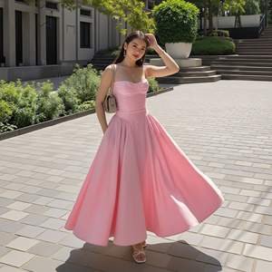 Vestido Largo Halter de Mujer, Sexy, de Cintura Alta, Estilo Veraniego, Color Sólido, Estilo Francés Elegante y Retro, Diseño de Moda - Product Image 2