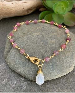 Bracelet Perlé Fait Main pour Femme, Plaqué Or Fin, avec Fermoir Mousqueton Réglable, Pierre Naturelle, Bijou de Mode en Cristal pour Cadeaux - Product Image 6