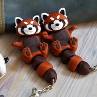 Porte-clés magnétique personnalisé en forme de panda rouge imprimé en 3D, figurine miniature d'animal de collection, fabriqué en Chine