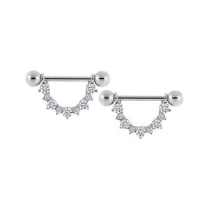 סט אביזרי טבעת פטמה מפלדת אל-חלד 316L בהתאמה אישית של <span class=keywords><strong>Superstar</strong></span>, משובץ באבני חן לבנות, תכשיט פירסינג לגוף מצופה זהב לחתונה - Product Image 2