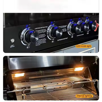 Barbecue portable Kingzan à cinq brûleurs en acier inoxydable, allumage automatique, sans fumée, avec contrôle de la température et thermomètres