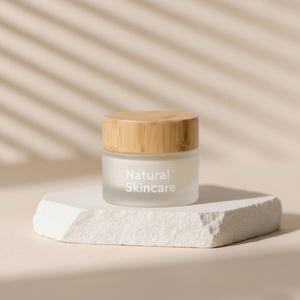 Envase de Crema Facial Cosmética de 5ml 15ml 30ml 50ml 100ml, Frasco de Vidrio Esmerilado con Tapa de Madera de Bambú, Impresión de Serigrafía Personalizada con Marca - Product Image 2