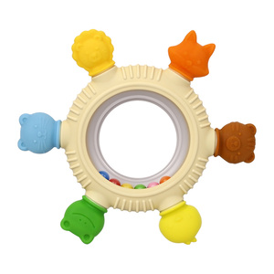 Mordedor de silicona de grado alimenticio con sonajero de animales, juguete sensorial no tóxico para calmar encías doloridas, juguete masticable para bebés y recién nacidos - Product Image 1