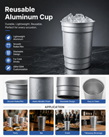 Gobelet en aluminium personnalisé avec logo, réutilisable, en métal, pour eau, bière, jus, café, camping en plein air et événements