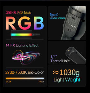 Varita LED RGB Magnética Profesional SL62 con 36000 Tonos para Grabación <span class=keywords><strong>de</strong></span> Cortos, Cine Independiente y Productos <span class=keywords><strong>de</strong></span> Comercio Electrónico - Product Image 2