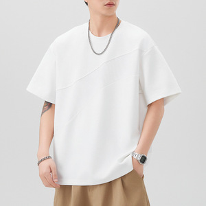 T-shirt da uomo estiva con design a colori abbinati, tinta in capo, vestibilità ampia, maniche corte, con loghi <span class=keywords><strong>giapponesi</strong></span> di tendenza - Product Image 6