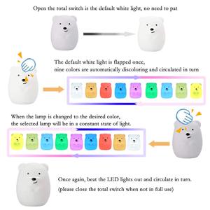 Diseño personalizado gratuito 48 modelos Bear Night Light LED Squishy Duck Lamp Cute Light Up Duck Silicone Bedside Touch Lamp Nightlight - Product Image 3