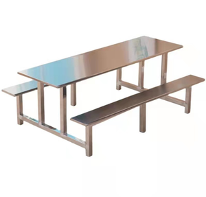School Students Stainless Steel <strong>Table</strong> Employees Site <strong>Canteen</strong> Metal Cafeteria Dining <strong>Table</strong> Fast Food <strong>Table</strong> and Chair Set - Product Image 3
