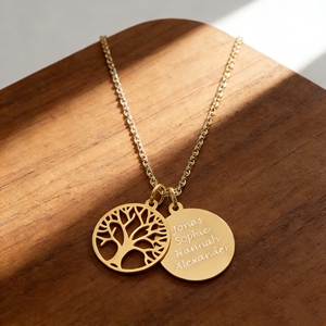 MECYLIFE 2 pièces Bijoux personnalisés Collier avec pendentif en forme de pièce de monnaie personnalisée Collier en acier inoxydable Arbre de vie - Product Image 2