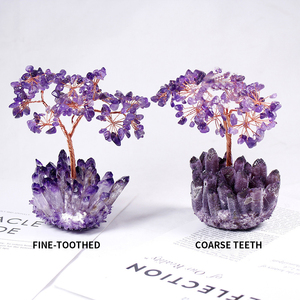 Arbre d'argent d'améthyste naturel fait à la main avec base en grappe accessoires en cristal Feng Shui belle décoration de la maison artisanat en pierre - Product Image 5