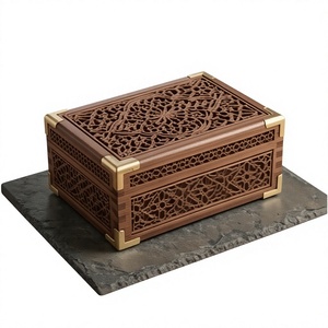 Boîte de rangement pour bijoux en bois avec compartiments pour boucles d'oreilles, bagues, colliers, bracelets et accessoires de mode - Product Image 1