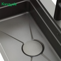 Kangyale-Évier de cuisine multifonction en acier inoxydable, 304 cuvette, évier à cuvette unique avec lave-gobelet