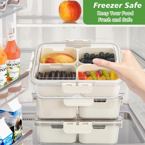 Portable 4 Compartment Clear Plastic <b>Snack</b> Platter <b>Snack</b> Box <b>Container</b> Snackle Storage Box Divided Serving Tray with Lid - Product Image 5