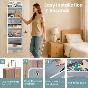 Over The Door Organizer 5 Shelves 8 Pockets Heavy Duty Mesh <b>Rack</b> For Storage Behind Doors Or Walls - Product Image 6