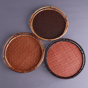 Bamboo Round Tray Traditional Chinese Tea Ceremony Accessory Eco-Friendly Storage Plate - Product Image 1