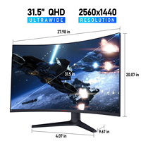 Moniteur de jeu incurvé KOORUI 32 pouces, écran 2K, 170 Hz, moniteur de sport électronique, inclinable, écran LCD LED pour ordinateur, pour joueur