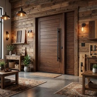 Porta d'Ingresso in Legno Massiccio Premium con Anima in Legno Duro, Antivento, Insonorizzata, con Maniglia in Metallo Spazzolato, Moderna e Resistente