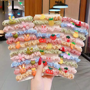 PL nouveau Design mignon 10 pièces/ensemble coloré fleur petite fille cheveux cravate Animal Fruits coton bandeau enfants petit damier chouchous - Product Image 1