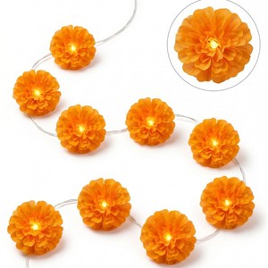 Guirnalda de Luces LED con Forma de Dalia, Color Naranja, para Halloween, <span class=keywords><strong>Carnaval</strong></span>, Día de Muertos, con Caja de Baterías, 1.5m, Decoración de PVC, Venta al Por Mayor - Product Image 5