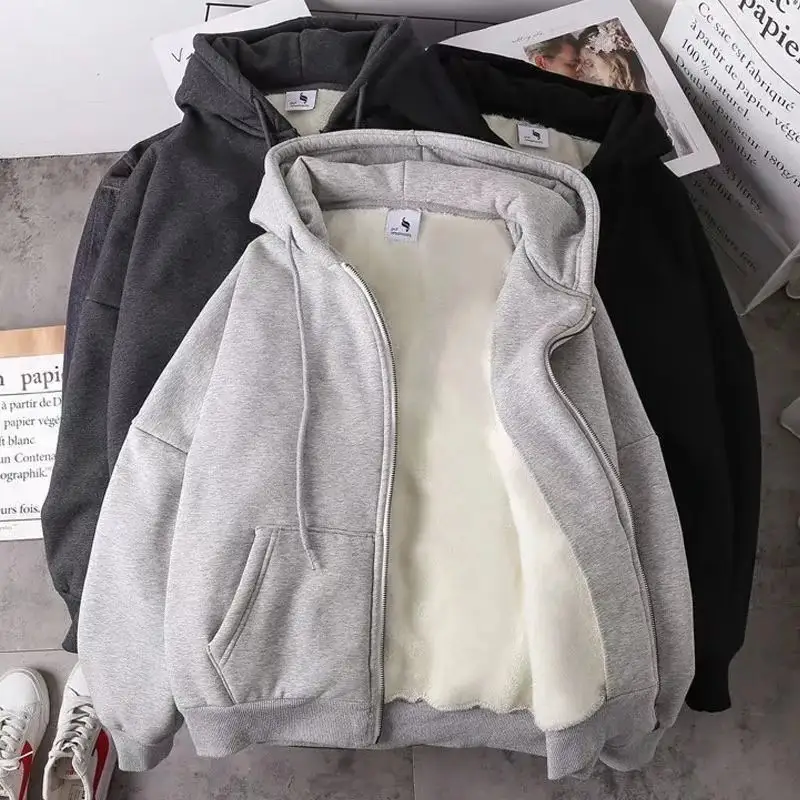 Women's New Style Loose Casual Fleece Cardigan Coat with Zipper Spring Summer Hoodie Men's and Women's Hoodies & Sweatshirts