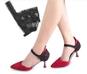 Bande de Fixation en dentelle élastique douce et <span class=keywords><strong>Anti</strong></span>-chute noire, sans nœud, boucle de lacet pour chaussures à talons hauts - Product Image 6