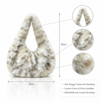 Sac fourre-tout rétro en fausse fourrure demi-lune pour femme, doux, moelleux, sans perte de poils, disponible en plusieurs imprimés, tendance, décontracté, de marque