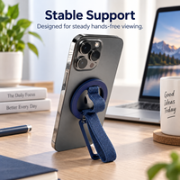 Support de téléphone universel pliable magnétique en alliage de zinc BUKU, support de téléphone amovible avec sangle de maintien