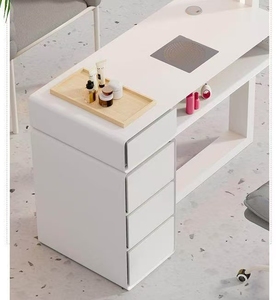 Table de manucure moderne blanche en promotion avec éclairage LED et aspirateur de poussière, ensemble table et chaise de manucure individuelle, table à ongles - Product Image 4