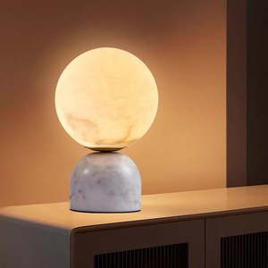 Lámpara de mesa de mármol natural Huiju Lighting, E27, con interruptor LED, decoración nórdica sencilla para sala de estar, dormitorio, estudio - Product Image 3