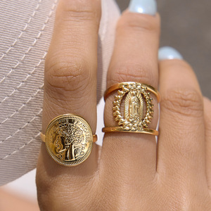Fashion <b>Rings</b> 18K Gold Stainless Steel <b>Open</b> <b>Ring</b> For Women Gift Jewelry - Product Image 3