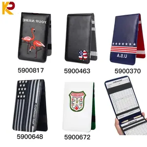 Nhà Máy Giá Đen PU Da Golf Bảng Điểm Chủ Cá Nhân Logo Yardage Cuốn Sách Bìa Thể Thao Ngoài Trời Colourful Chủ