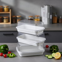 Barquette en plastique PET jetable et recyclable avec couvercle en PET gaufré, qualité alimentaire, pour sushis, snacks, plats à emporter, déjeuner, sandwichs, pizzas