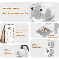 Kotak Pasir Kucing Otomatis Pembersih Diri Ekstra Besar Kapasitas 68L dengan Sensor Keamanan untuk Rumah Tangga dengan Banyak Kucing Toilet Robot Hewan Peliharaan